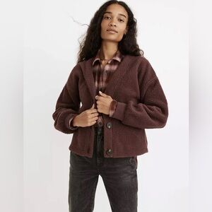 Madewell Re(Sourced) Fleece Cardigan, Brown, Size L